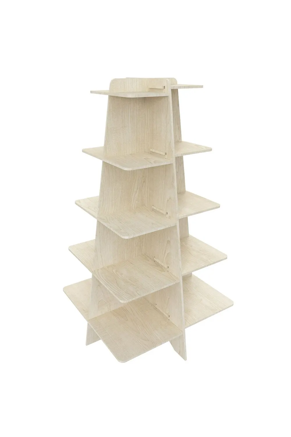 Piramide, Espositore 5 piani in legno in legno di betulla. Colore e finitura a scelta.