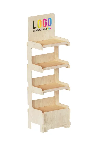 espositore in legno 4 piani per prodotti